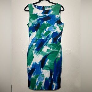 Calvin Klein Size 10 Watercolor Sheath Dress